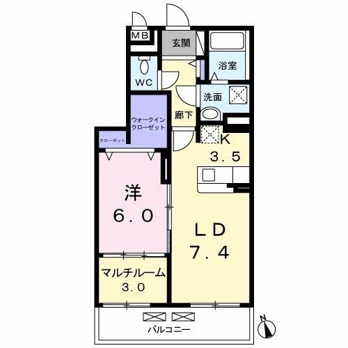 パティオ(1SLDK/1階)の間取り写真