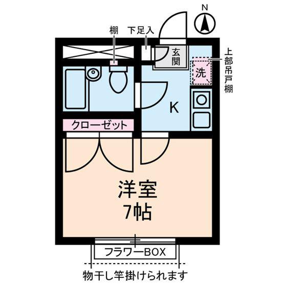 スカイピア浦和(1K/1階)の間取り写真
