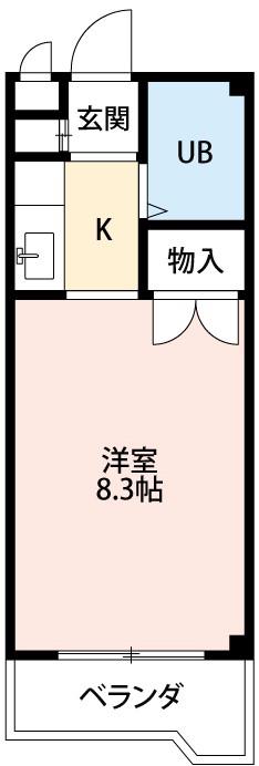ビューコートKF(1K/4階)の間取り写真
