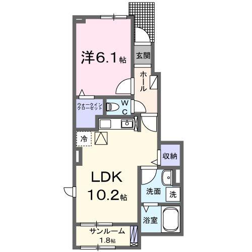 ハイネストキタII(1LDK/1階)の間取り写真