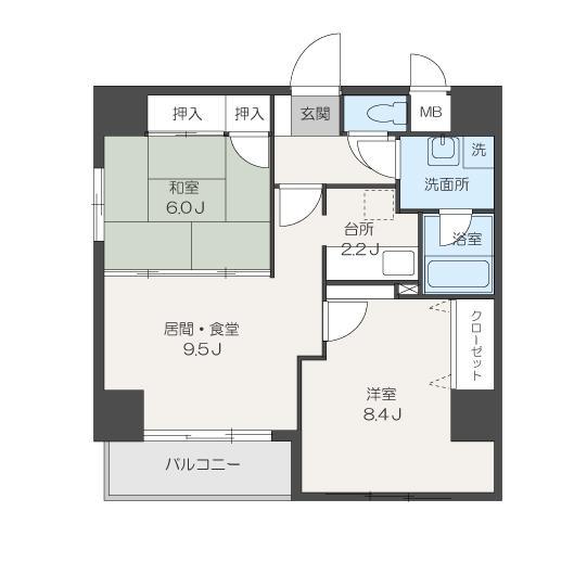 メルクリオけやき通(2LDK/14階)の間取り写真
