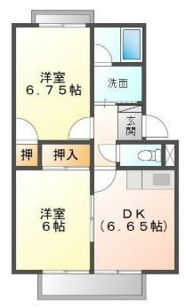 槇得ハイツ1(2DK/1階)の間取り写真