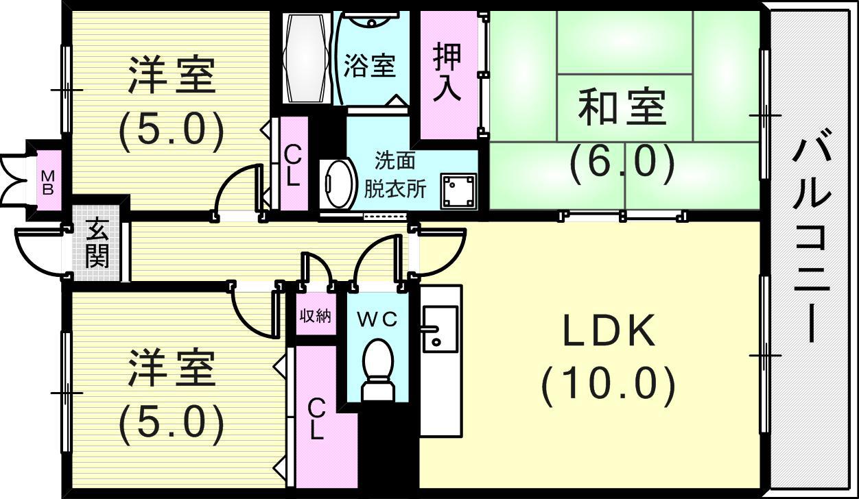 ストークコート(3LDK/10階)の間取り写真
