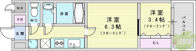 スプランディッド8(2K/6階)の間取り写真