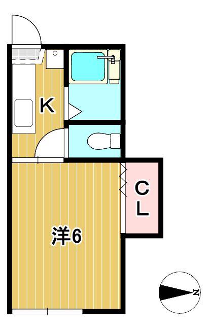 くがやコーポ B(1K/1階)の間取り写真