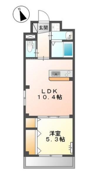 KハウスII(1LDK/2階)の間取り写真