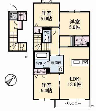 アドリーム(3LDK/2階)の間取り写真
