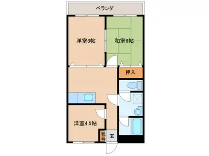 文化マンション(3DK/1階)の間取り写真