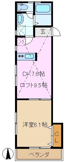 メゾン・ド・クレールI番館(1DK/1階)の間取り写真