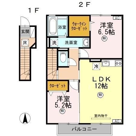 グランドソレーユ(2LDK/2階)の間取り写真