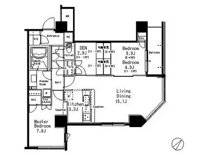 MFPR目黒タワー(2LDK/6階)の間取り写真
