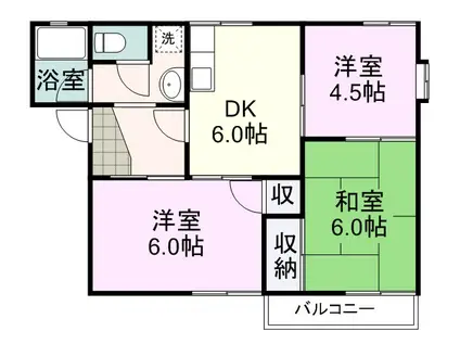 エステート月見(3DK/2階)の間取り写真
