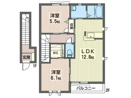 セブングラッドA(2LDK/2階)の間取り写真