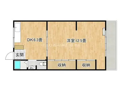 ハイクオリティ向陵(1DK/4階)の間取り写真