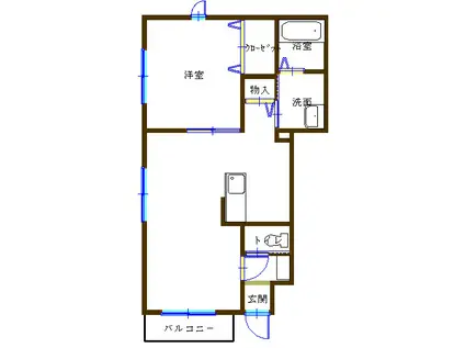 第1セイホウ(1LDK/1階)の間取り写真