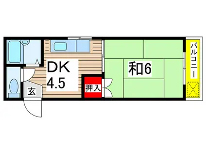 カーサダイマン(1DK/2階)の間取り写真