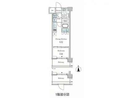 パークアクシス東蒲田(1DK/5階)の間取り写真