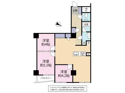 ドミール五番町(3LDK/11階)の間取り写真