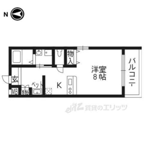 ヴァローレ桂(1K/2階)の間取り写真