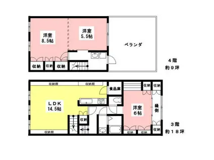 Kビル(2LDK/3階)の間取り写真