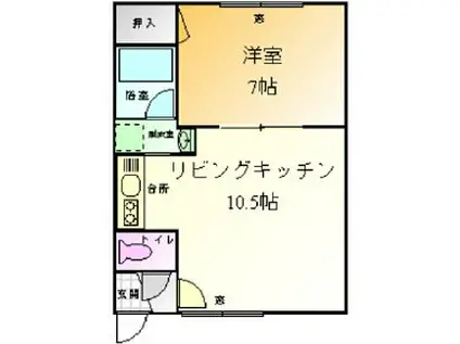 Mハイツ中島2(1LDK/1階)の間取り写真