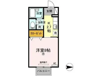 アベニューハタダIII(1K/2階)の間取り写真