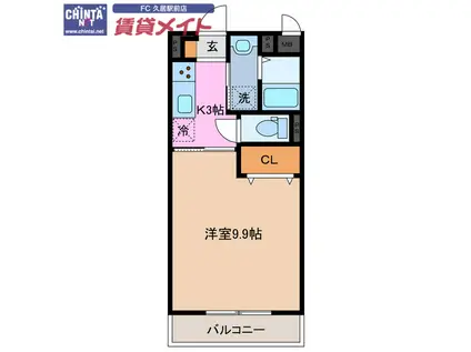 コンフォール津(1K/1階)の間取り写真