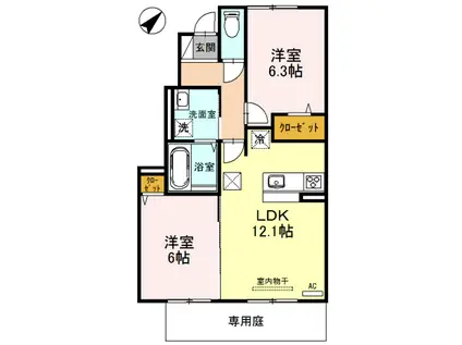 ビューティフル ライフ TADERA(2LDK/1階)の間取り写真