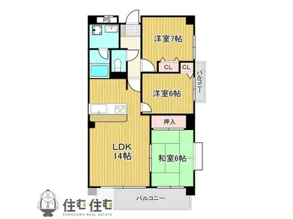 フロムエミコ(3LDK/3階)の間取り写真