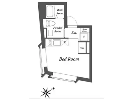 エクサム中目黒III(ワンルーム/2階)の間取り写真