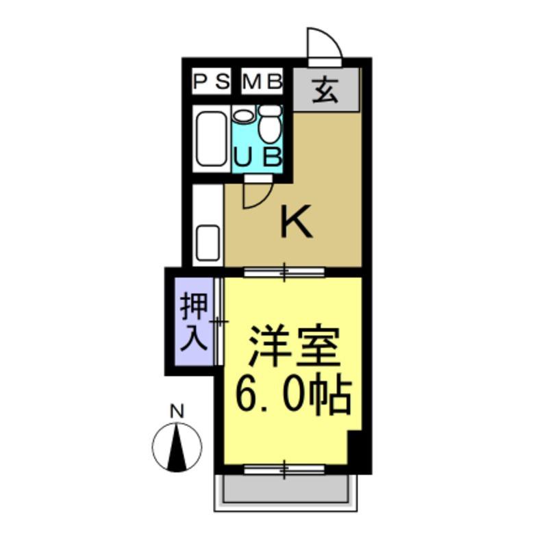 キャンパスひまわり有楽(1K/2階)の間取り写真