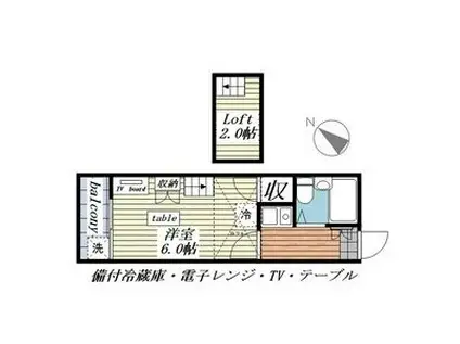 カーサ井原(1K/1階)の間取り写真