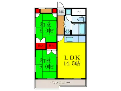メゾンリベルテ(2LDK/3階)の間取り写真