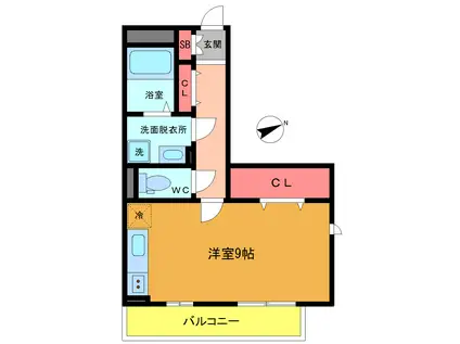 グランフィールドIII(ワンルーム/3階)の間取り写真