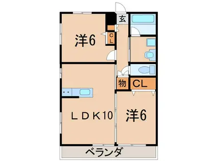 グランデュール腰浜(2LDK/2階)の間取り写真