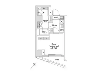 トラック八丁堀(1K/4階)の間取り写真