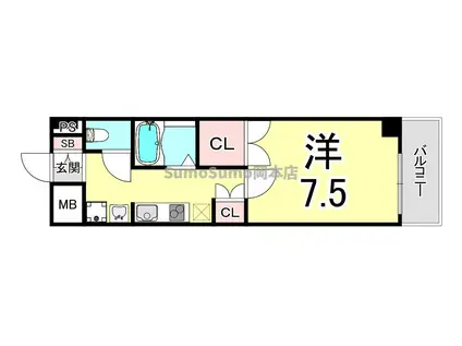 ララソル芦屋(1K/3階)の間取り写真