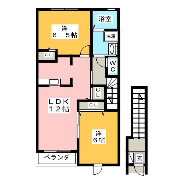 ボンボニエールA棟(2LDK/2階)の間取り写真