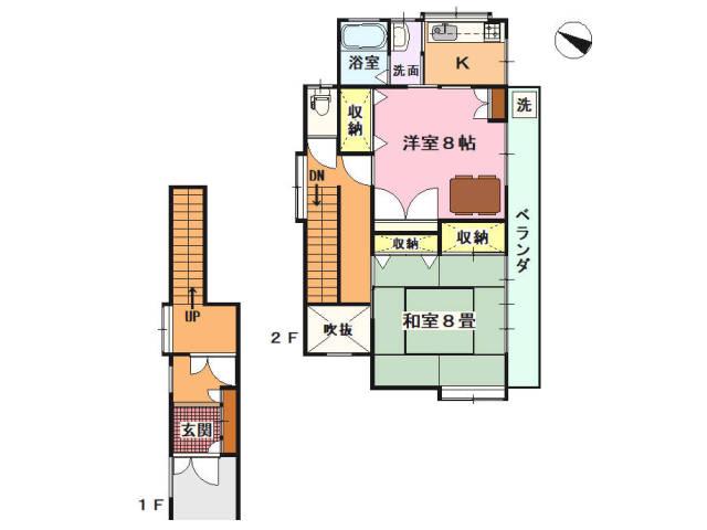 伊東市荻(2K/2階)の間取り写真