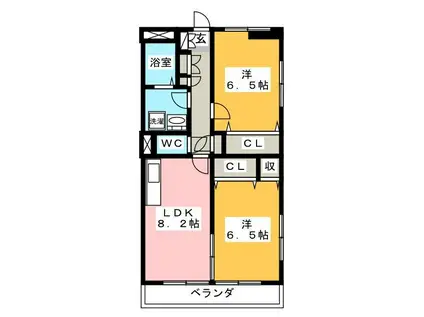 ヴェルドーネ(2LDK/1階)の間取り写真