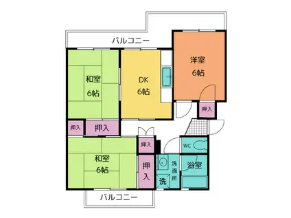 ハイツ杉山(3DK/1階)の間取り写真