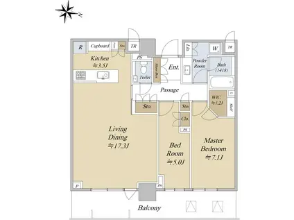 パークタワー西新宿(2LDK/38階)の間取り写真