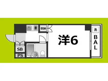 シロハイヌ千代崎(1K/3階)の間取り写真