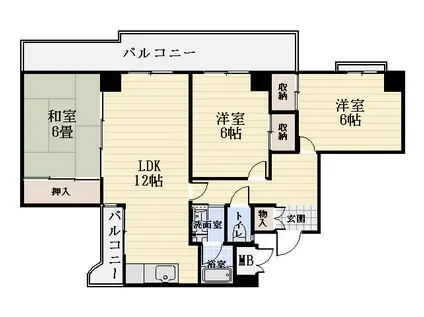 アーバンシャトー加治屋(3LDK/6階)の間取り写真