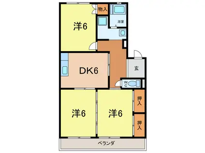 スカイビレッジ六番館(3DK/3階)の間取り写真