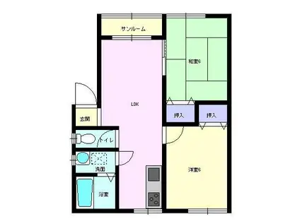 アーバンユー(2LDK/2階)の間取り写真