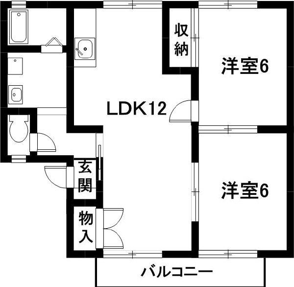 リバーヒルズ 南棟(2LDK/1階)の間取り写真