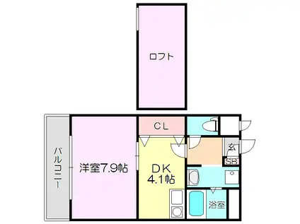 カーサスペリオーレ1(1SDK/4階)の間取り写真