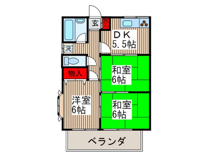 深井ハイツ(3DK/2階)の間取り写真