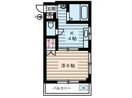 ハイツ リバーランド(1K/4階)の間取り写真